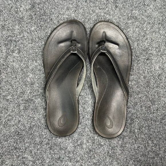 OluKia Ho‘opio Sandals Women's 9 Black Athletic Beach Summer Comfort Flip Flops - Picture 8 of 12